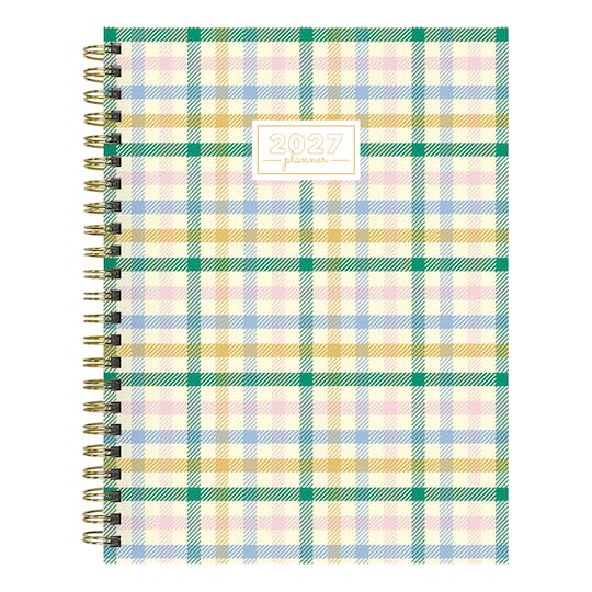 2027 Pastel Plaid Medium Weekly Monthly Planner